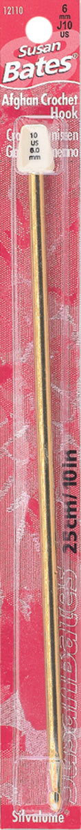 Silvalume Aluminum Afghan Crochet Hook 10" Size J10/6mm