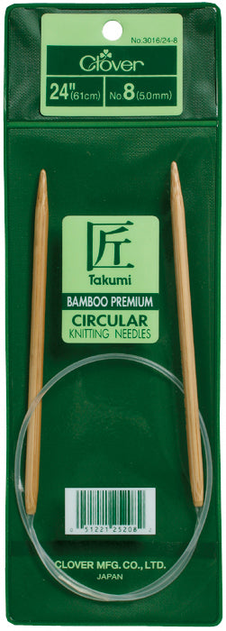 Takumi Bamboo Circular Knitting Needles 24" Size 8/5mm