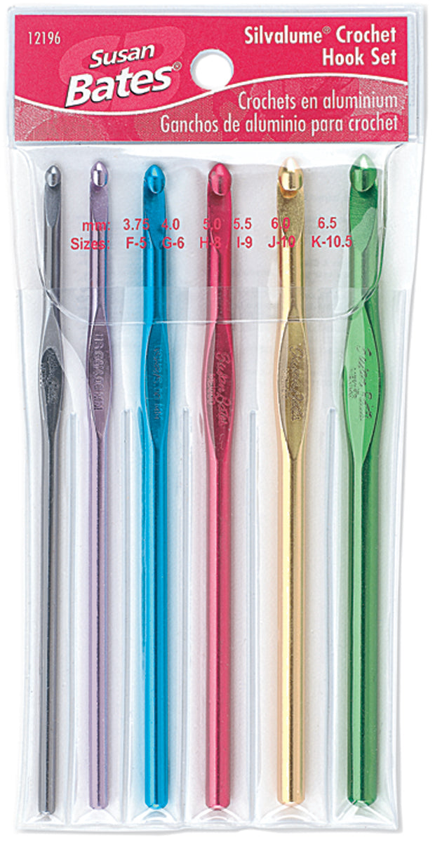 Silvalume Aluminum Crochet Hook Set Sizes F5 To K10.5