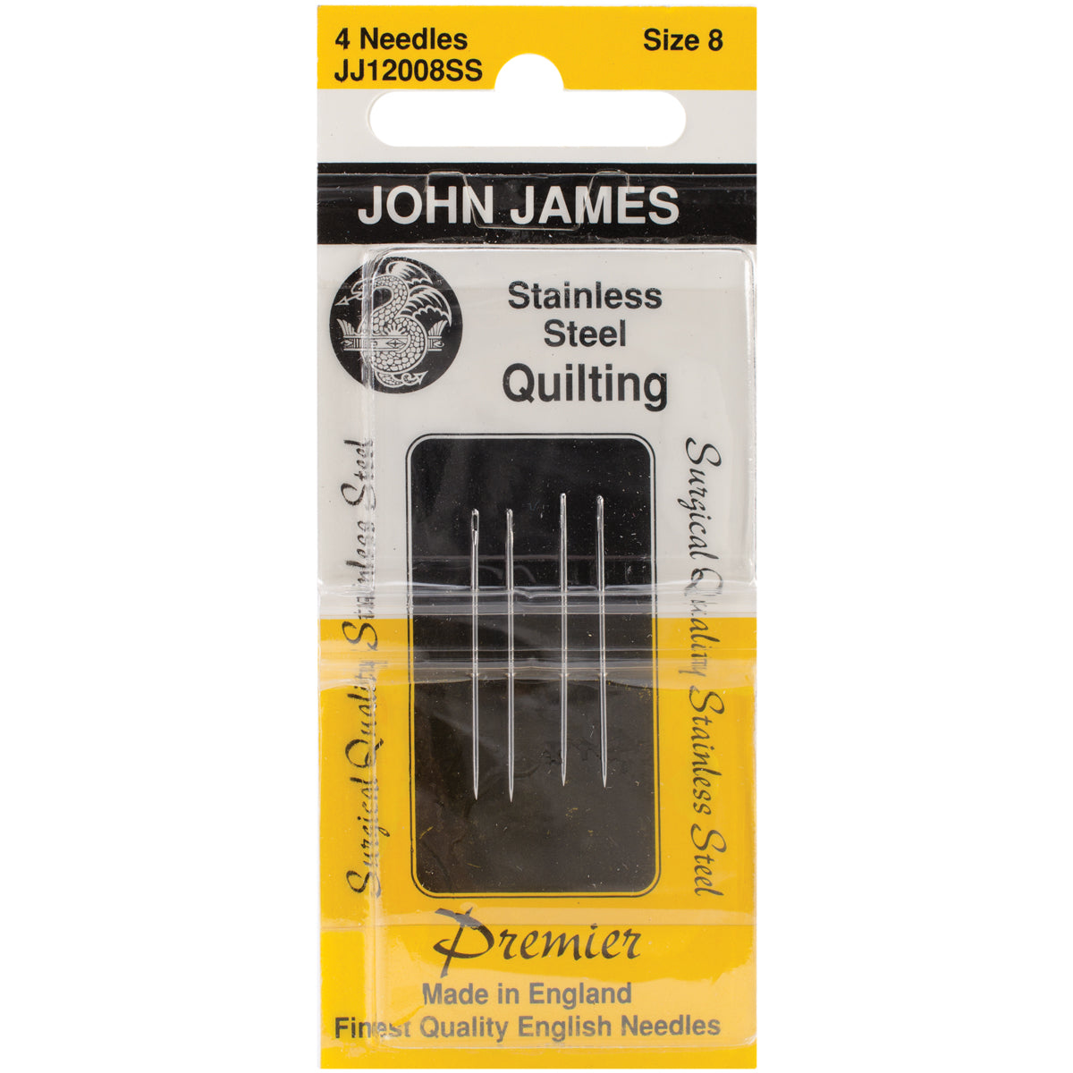 Stainless Steel Quilting Needles Size 8 4/Pkg