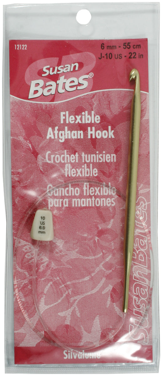 Silvalume Aluminum Flexible Afghan Crochet Hook 22" Size J10/6mm