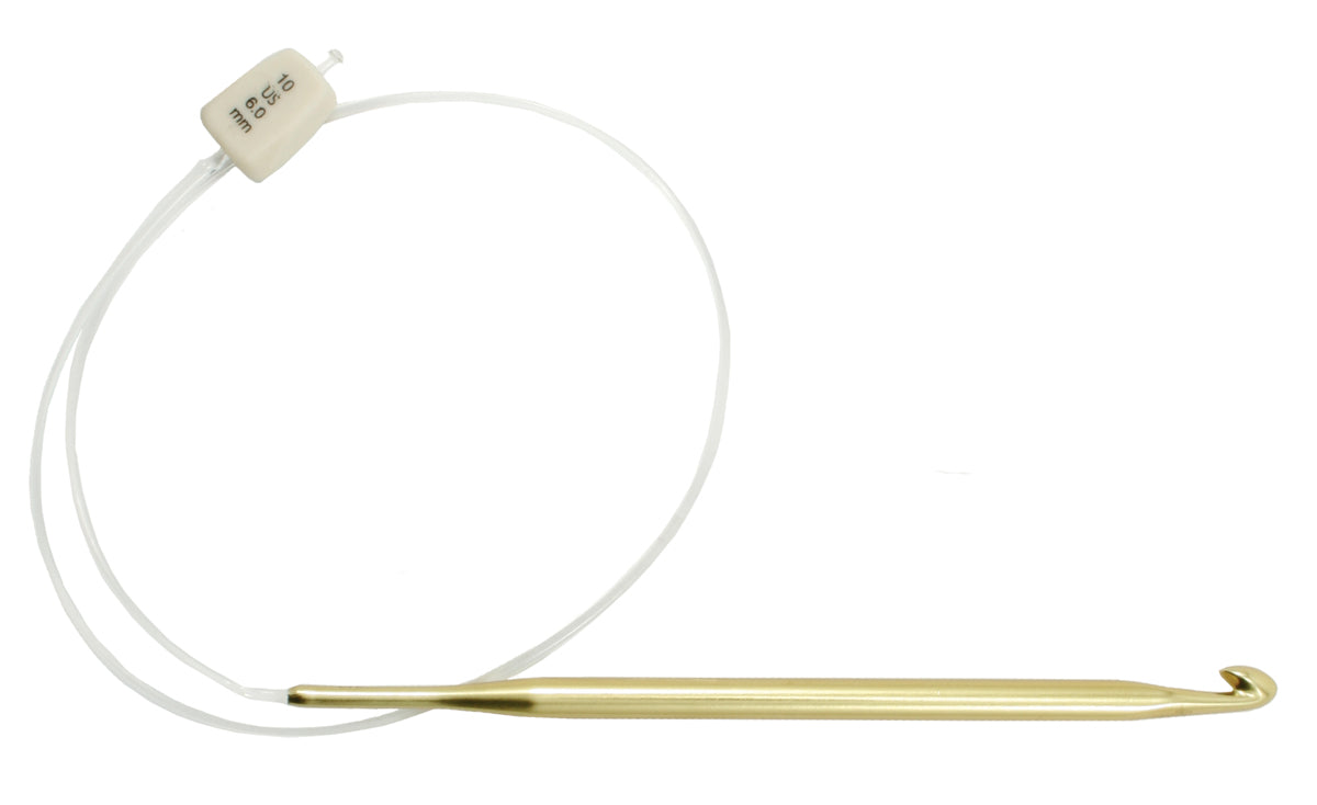 Silvalume Aluminum Flexible Afghan Crochet Hook 22" Size J10/6mm