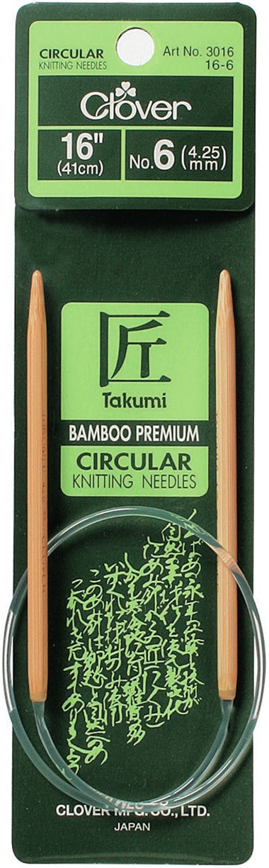 Takumi Bamboo Circular Knitting Needles 16" Size 6/4mm