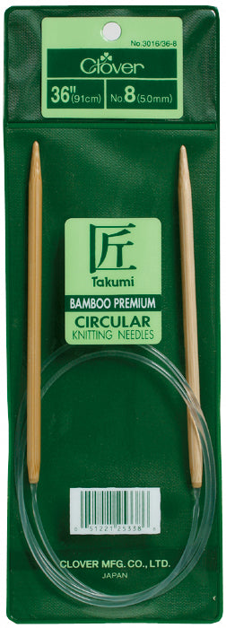 Takumi Bamboo Circular Knitting Needles 36" Size 8/5mm