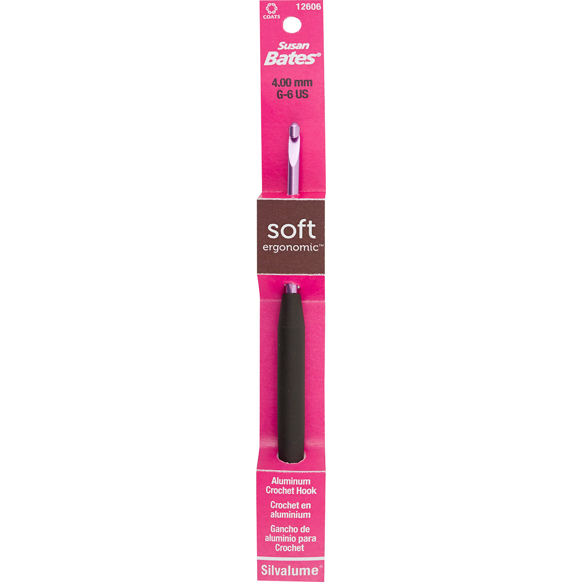 Silvalume Soft Handle Aluminum Crochet Hook 5.5" Size G6/4mm