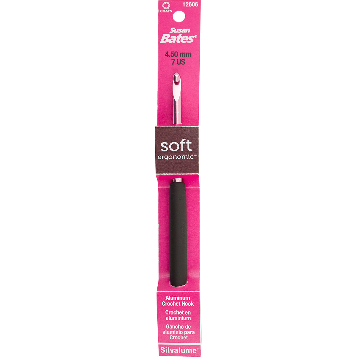 Silvalume Soft Handle Aluminum Crochet Hook 5.5" Size 7/4.5mm