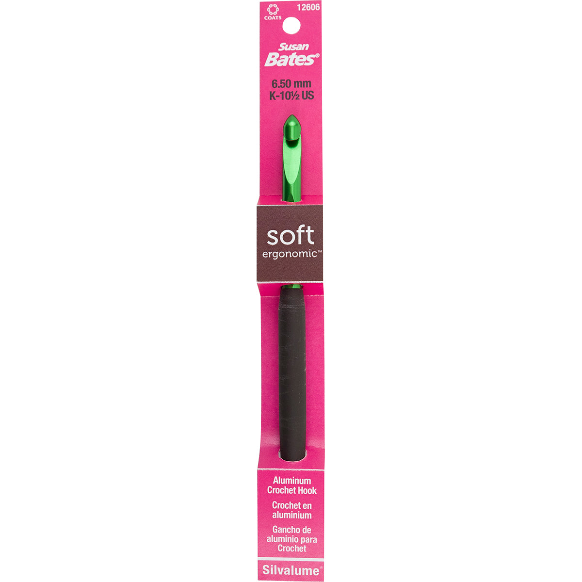 Silvalume Soft Handle Aluminum Crochet Hook 5.5" Size K10.5/6.5mm