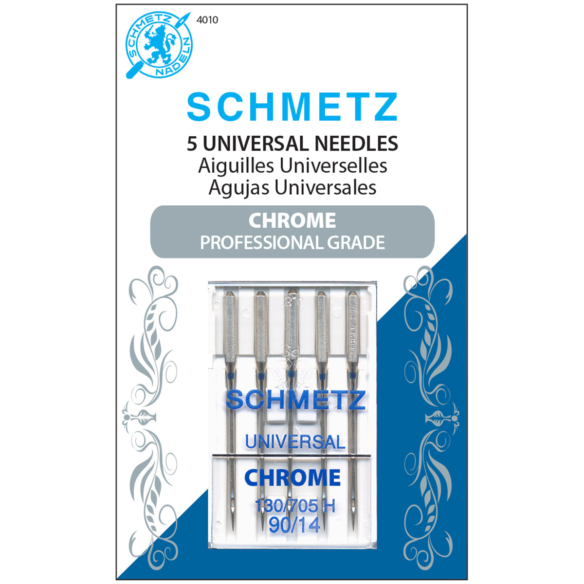 Chrome Universal Machine Needles Size 90/14 5/Pkg