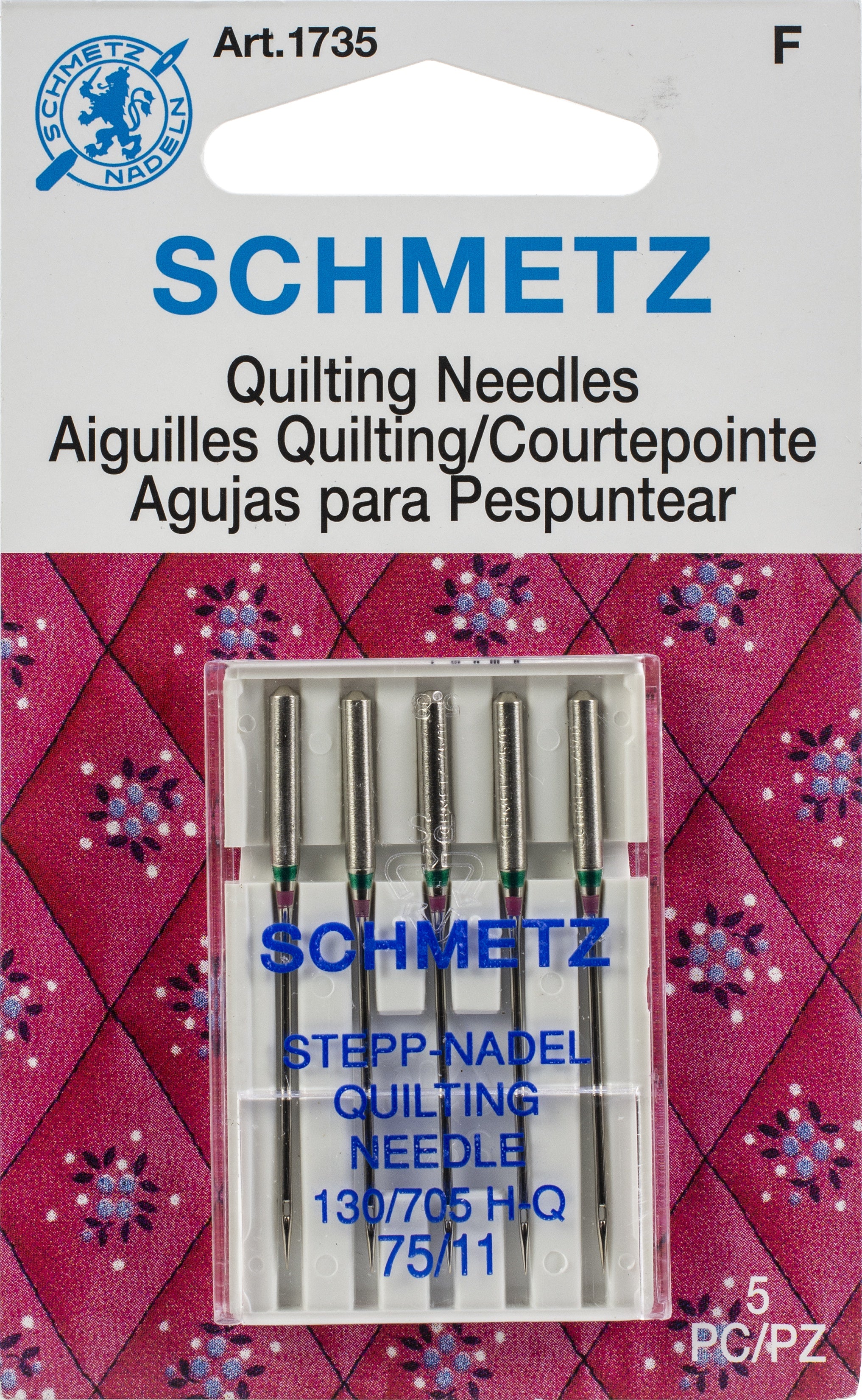 Quilt Machine Needles Size 11/75 5/Pkg