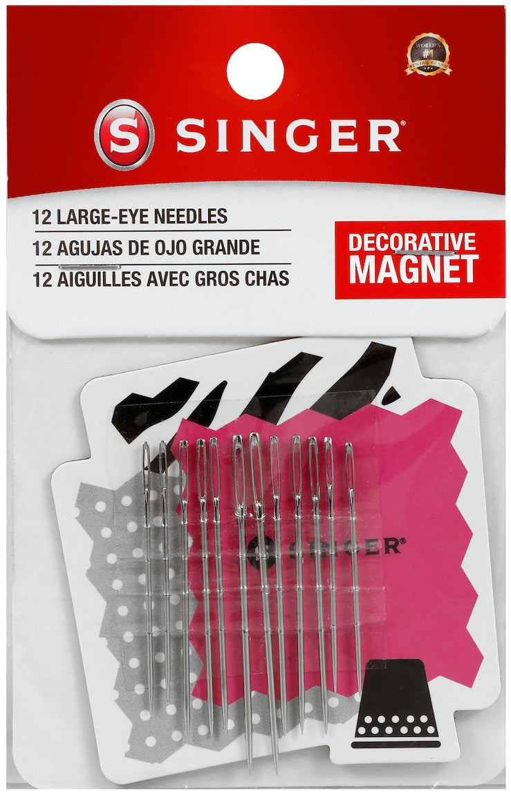 Large Eye Hand Needles W/Magnet Assorted 12/Pkg