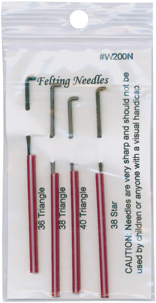 Felting Needles 4/Pkg Size 36, 38 & 40 Triangle, Size 38 Star