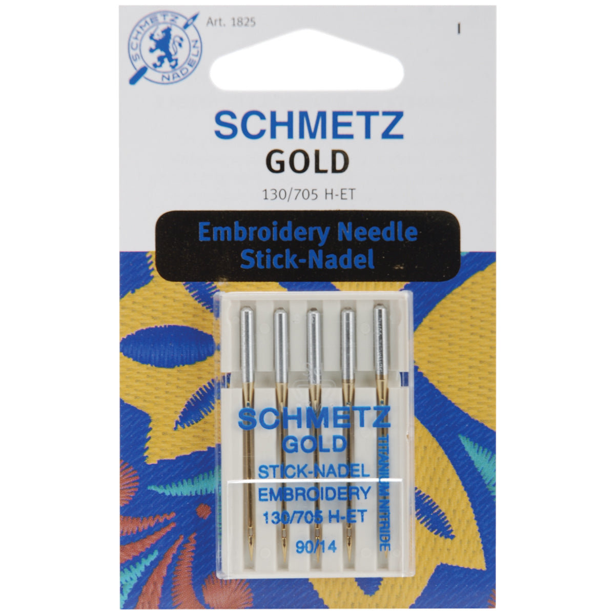 Gold Embroidery Machine Needles Size 14/90 5/Pkg