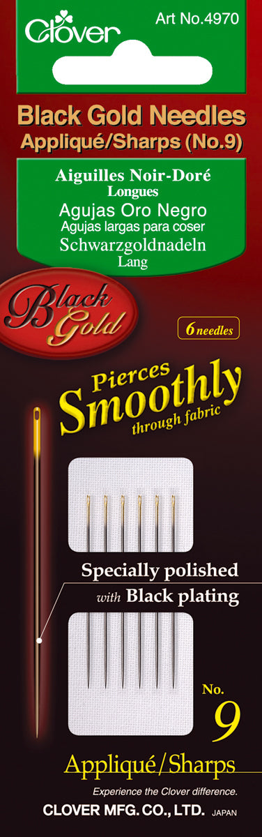 Black Gold Applique/Sharps Needles Size 9 6/Pkg