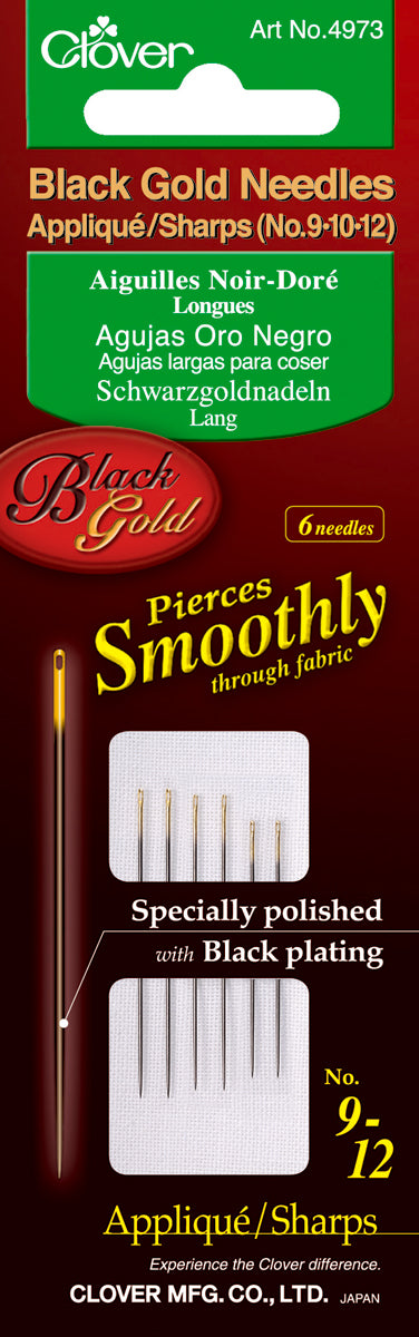 Black Gold Applique/Sharps Needles Size 9/12 6/Pkg