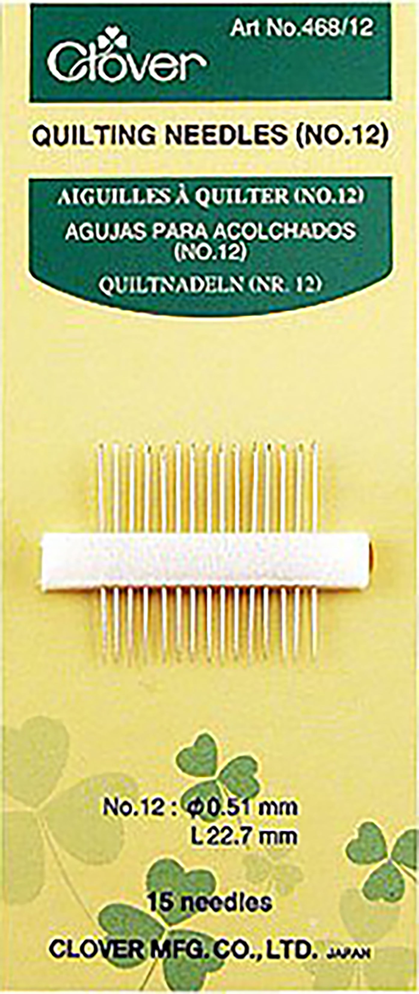 Clover Quilting Needles 15/Pkg No. 12