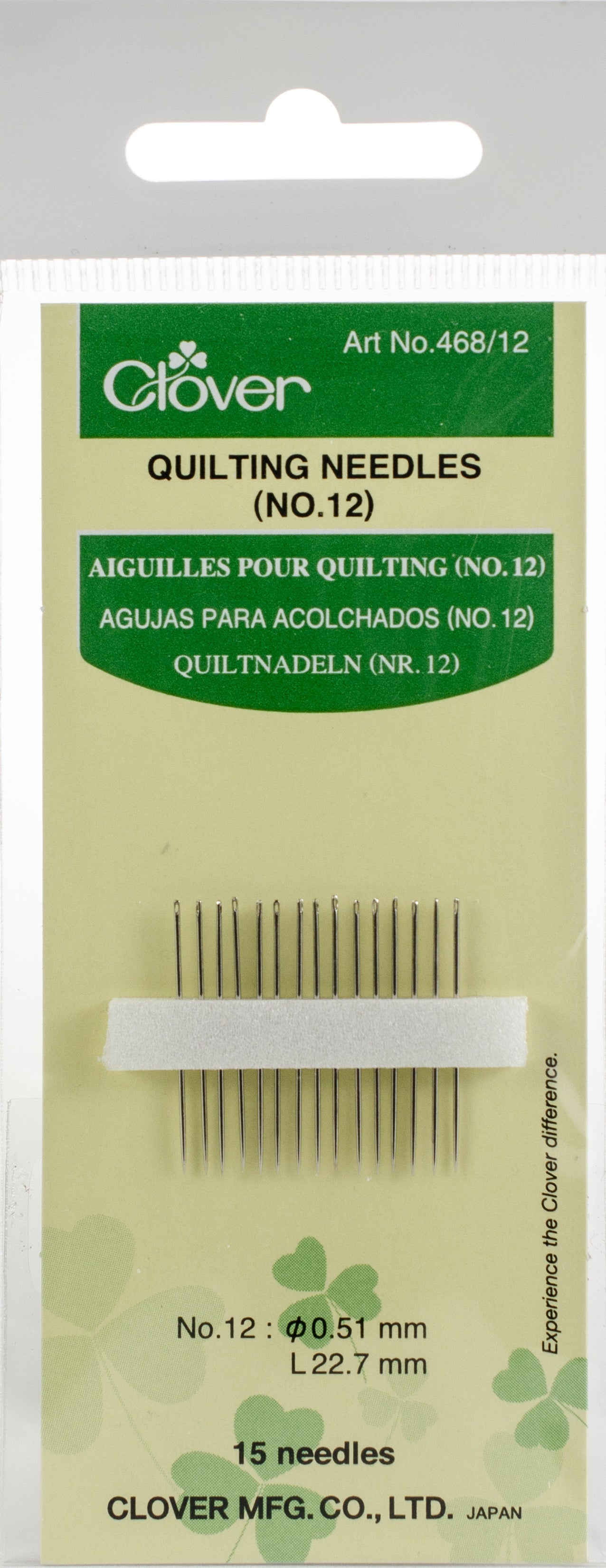 Clover Quilting Needles 15/Pkg No. 12
