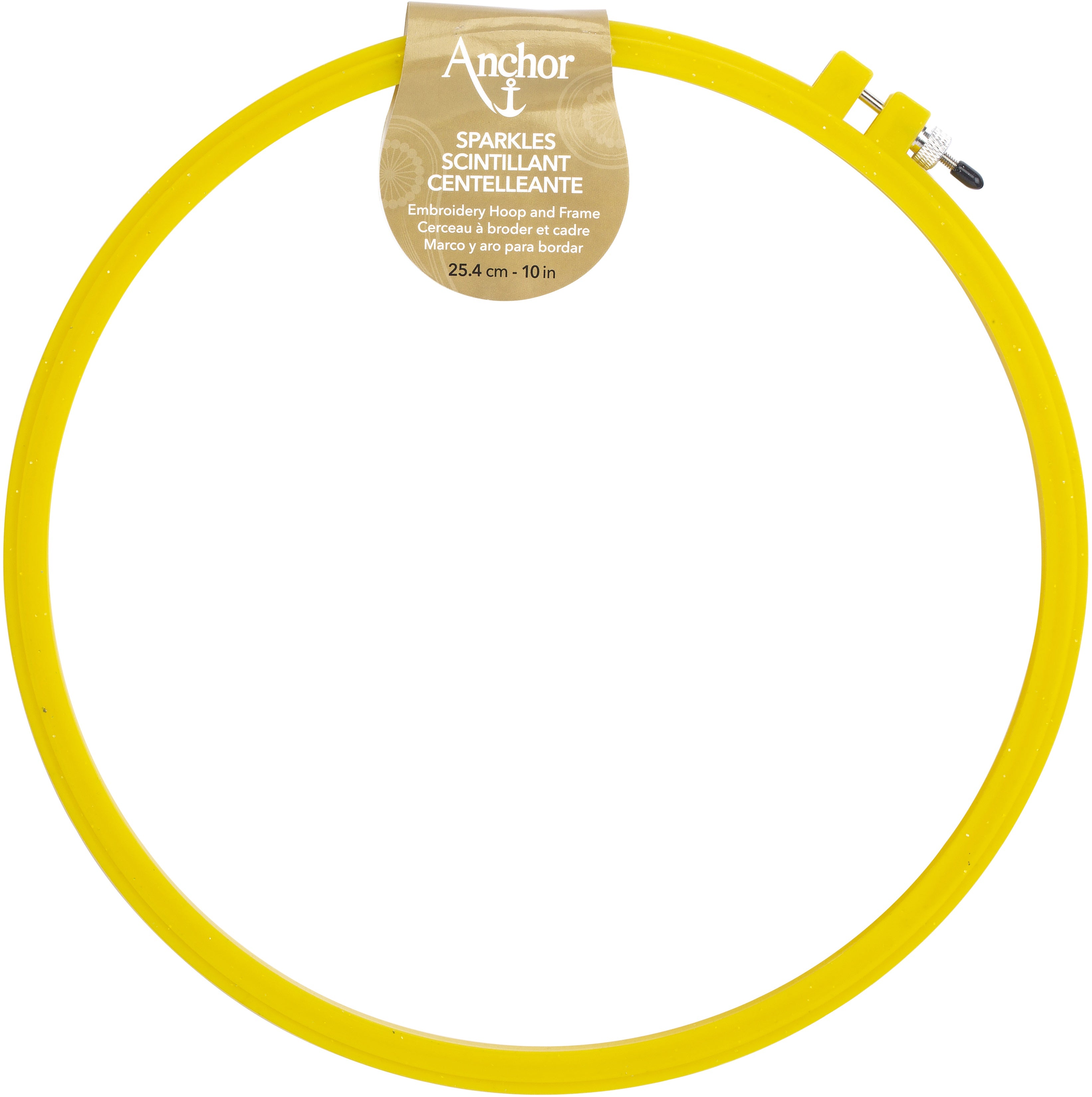 Anchor Sparkle Plastic Embroidery Hoop Assorted Colors 10" Diameter Blue, Purple Or Yellow