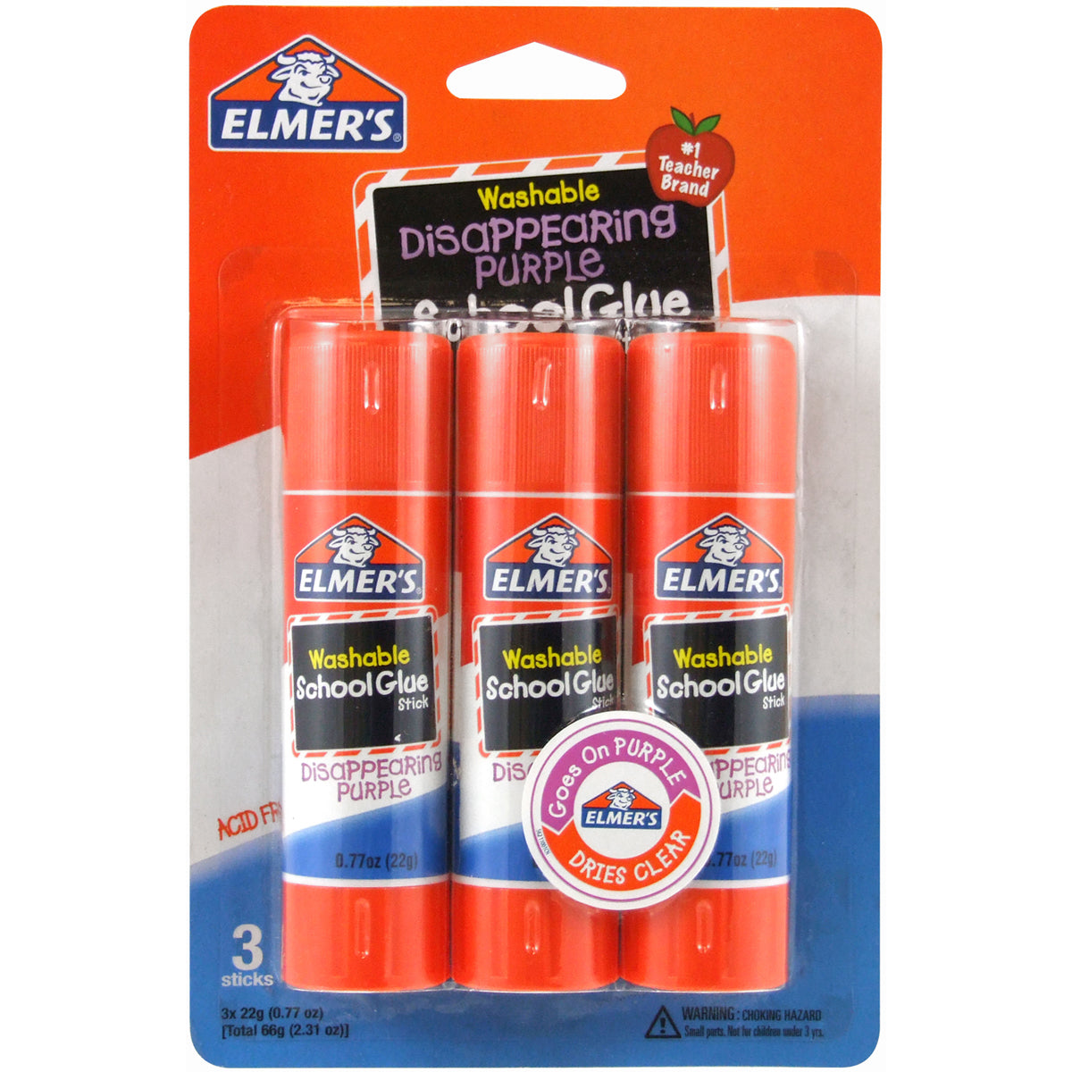 Elmer's Washable School Glue Stick - Purple 3/Pkg .77oz