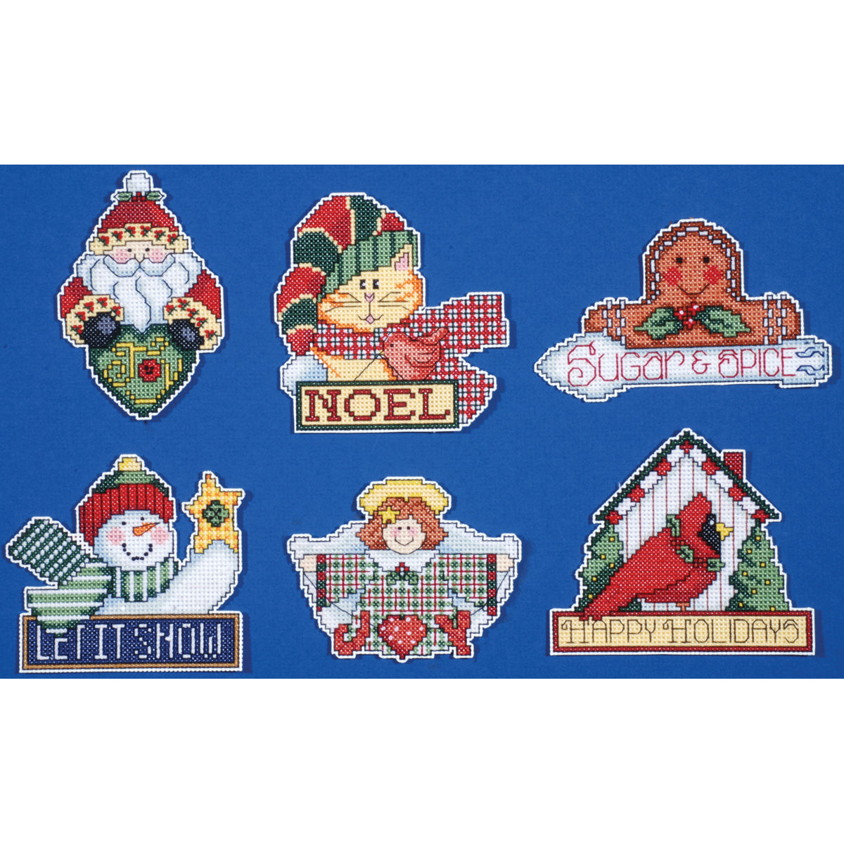 Signs Of Christmas Ornaments Counted Cross Stitch Kit 3.5"X4" 14 Count Set Of 6