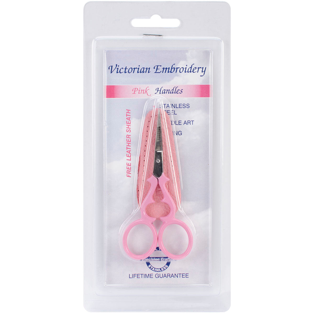 Victorian Scissors 3.5" Pink W/Leather Sheath