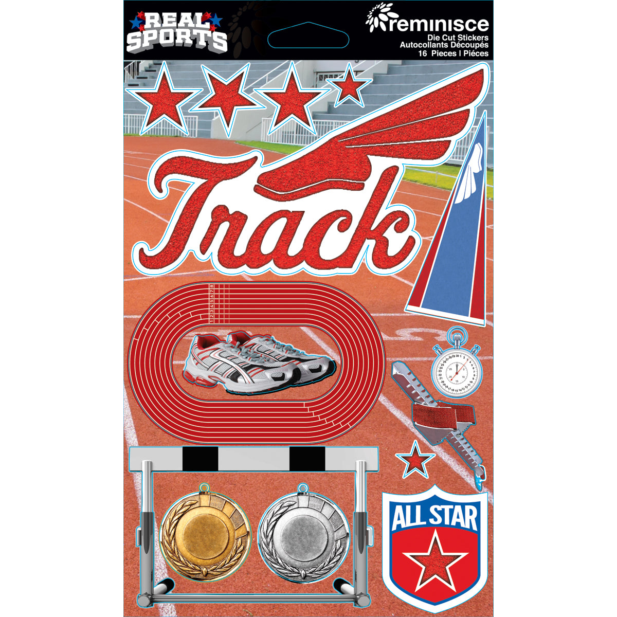 Real Sports Dimensional Cardstock Stickers Track