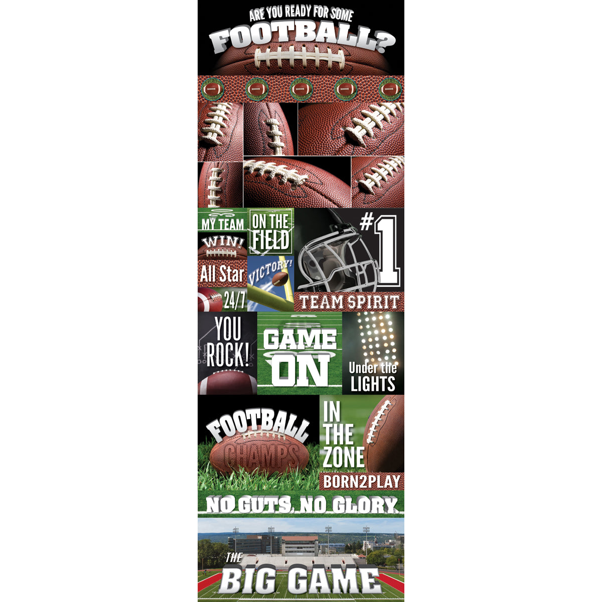 Real Sport Die-Cut Cardstock Stickers 4.25"X13" Football Graphic