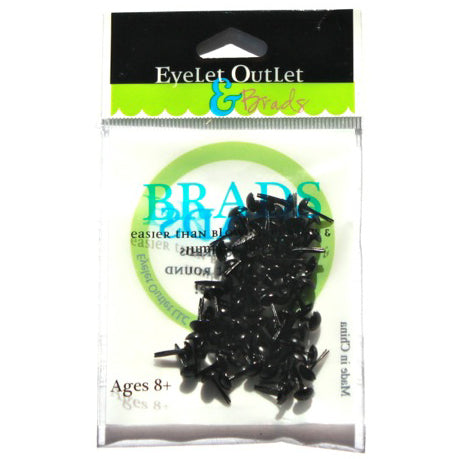 Eyelet Outlet Round Brads 4mm 70/Pkg Black