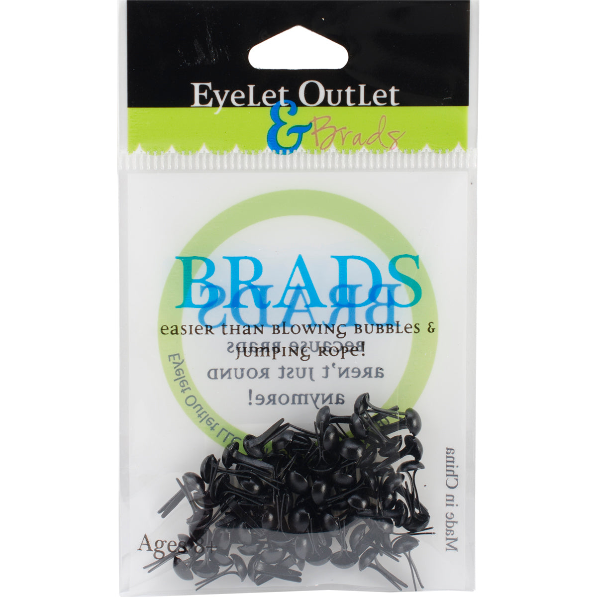 Eyelet Outlet Round Brads 4mm 70/Pkg Black