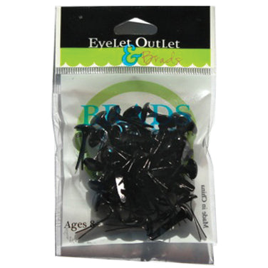 Eyelet Outlet Round Brads 8mm 40/Pkg Black