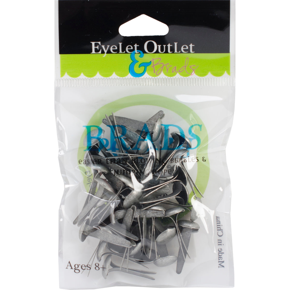 Eyelet Outlet Round Brads 8mm 40/Pkg Brushed Silver