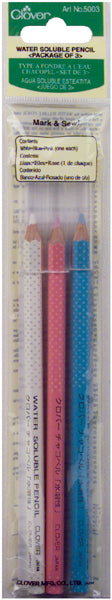 Water-Soluble Pencils White, Pink & Blue 3/Pkg