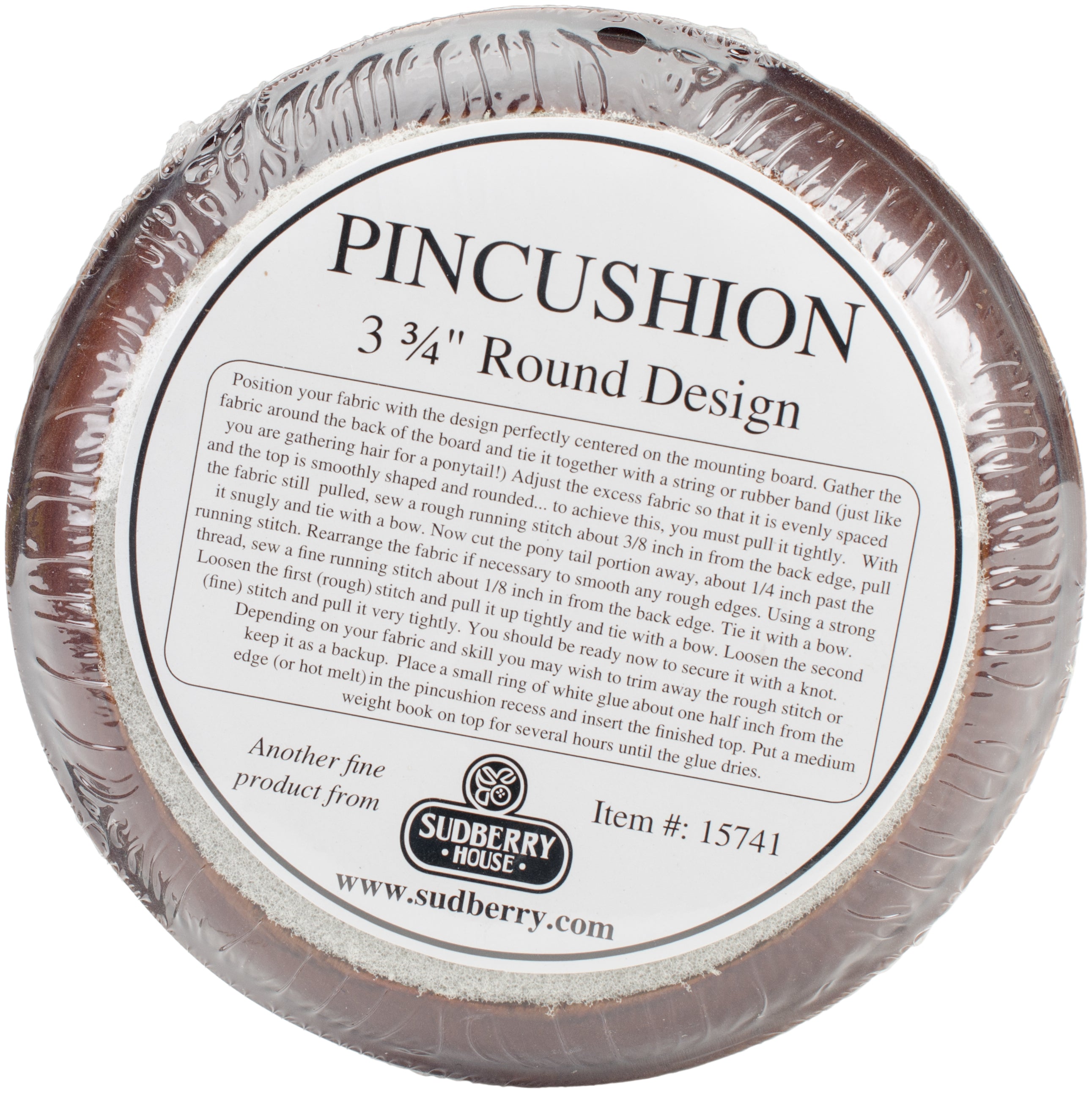 Mahogany Round Pincushion 4.75" Design Area 3.75"