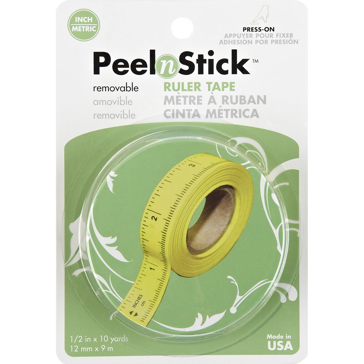 Peel n Stick Removable Ruler Tape 1/2"X10yd