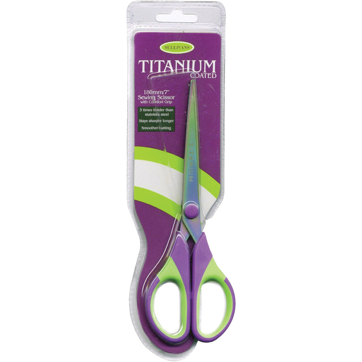 Titanium Sewing Scissors 7"  Purple/Green