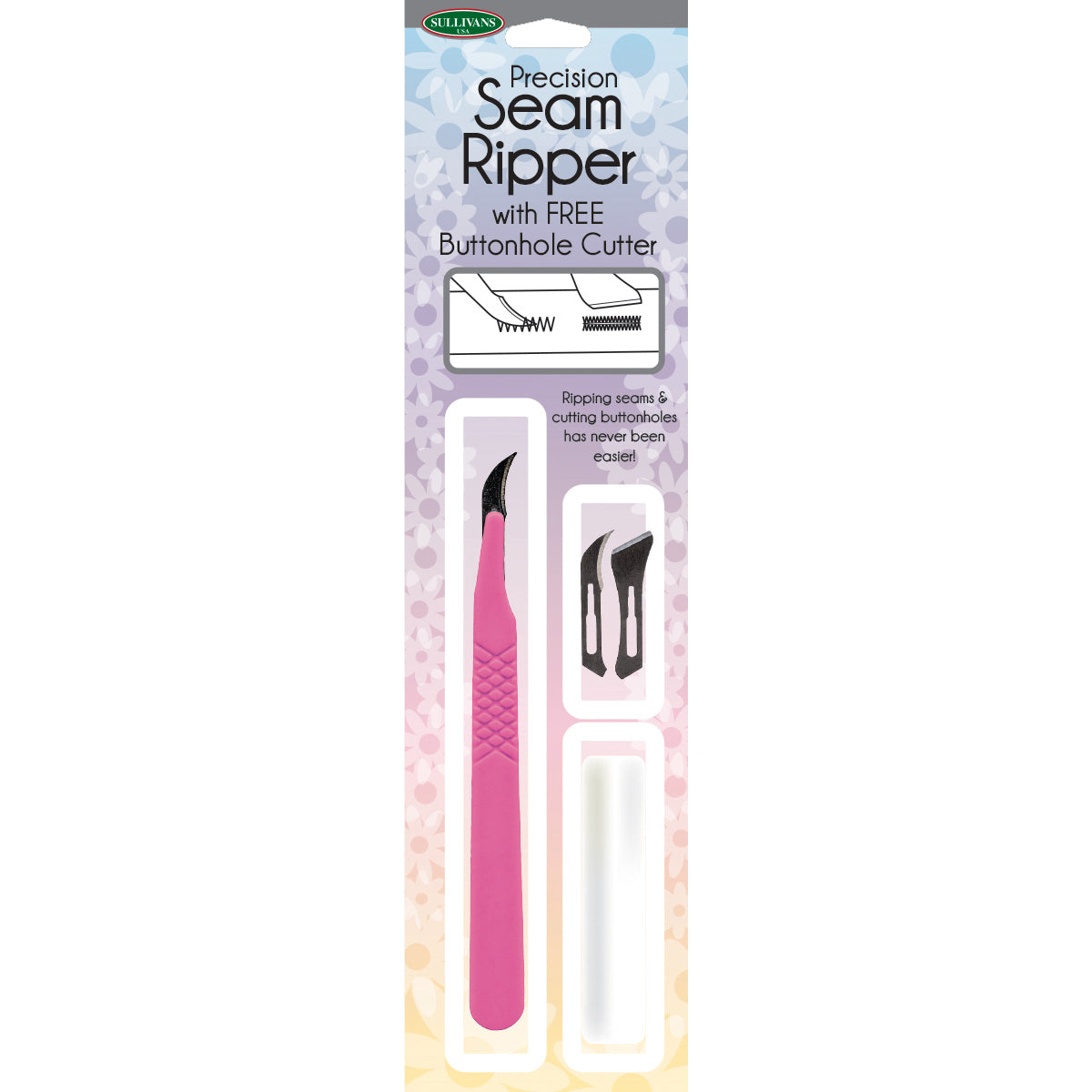 Precision Seam Ripper With Free Buttonhole Cutter Pink