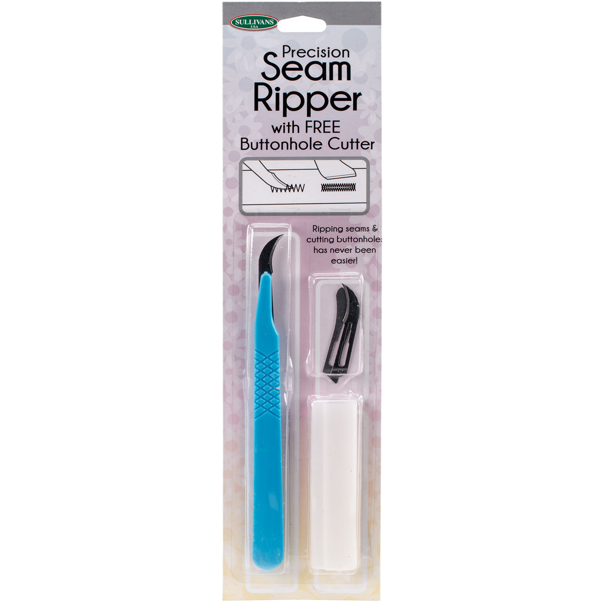 Precision Seam Ripper With Free Buttonhole Cutter Blue