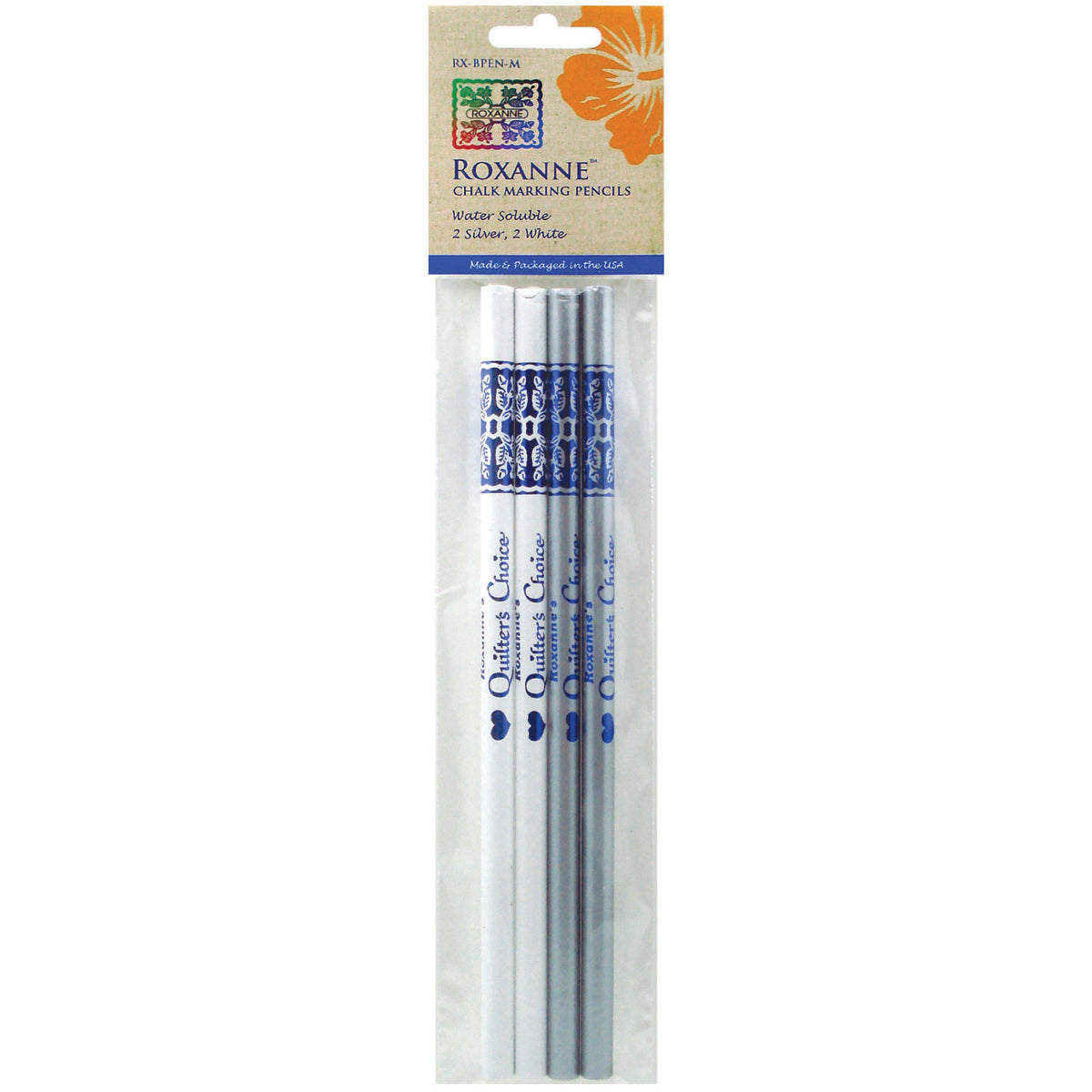 Water-Soluble Chalk Marking Pencils 4/Pkg 2 Each - White & Silver