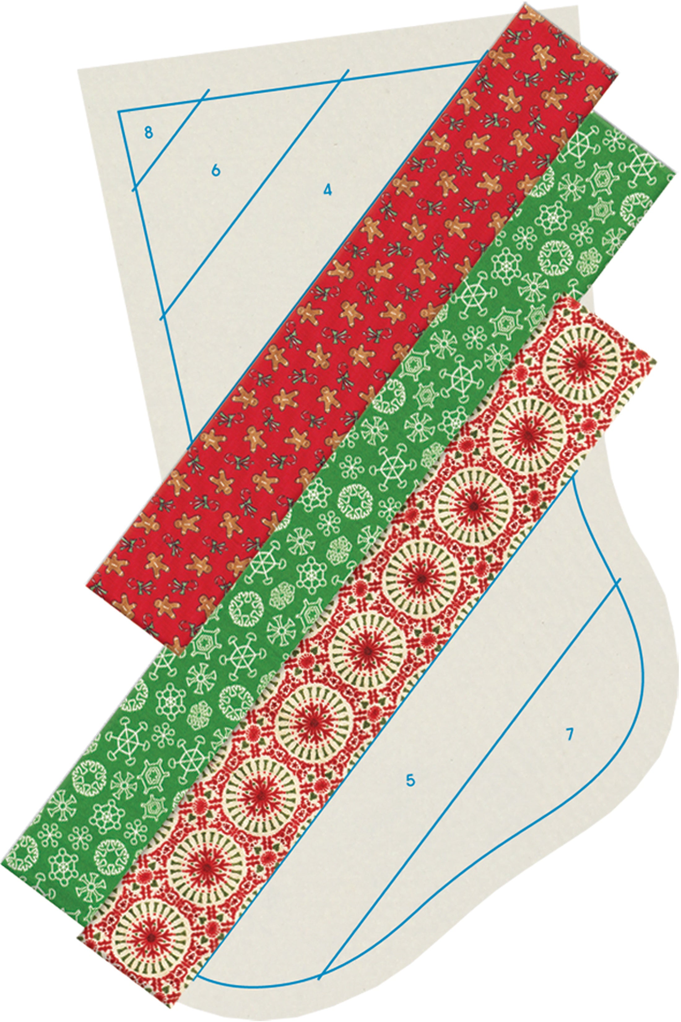 June Tailor Quilt As You Go Holiday Stocking  Finished Size 10"X18"