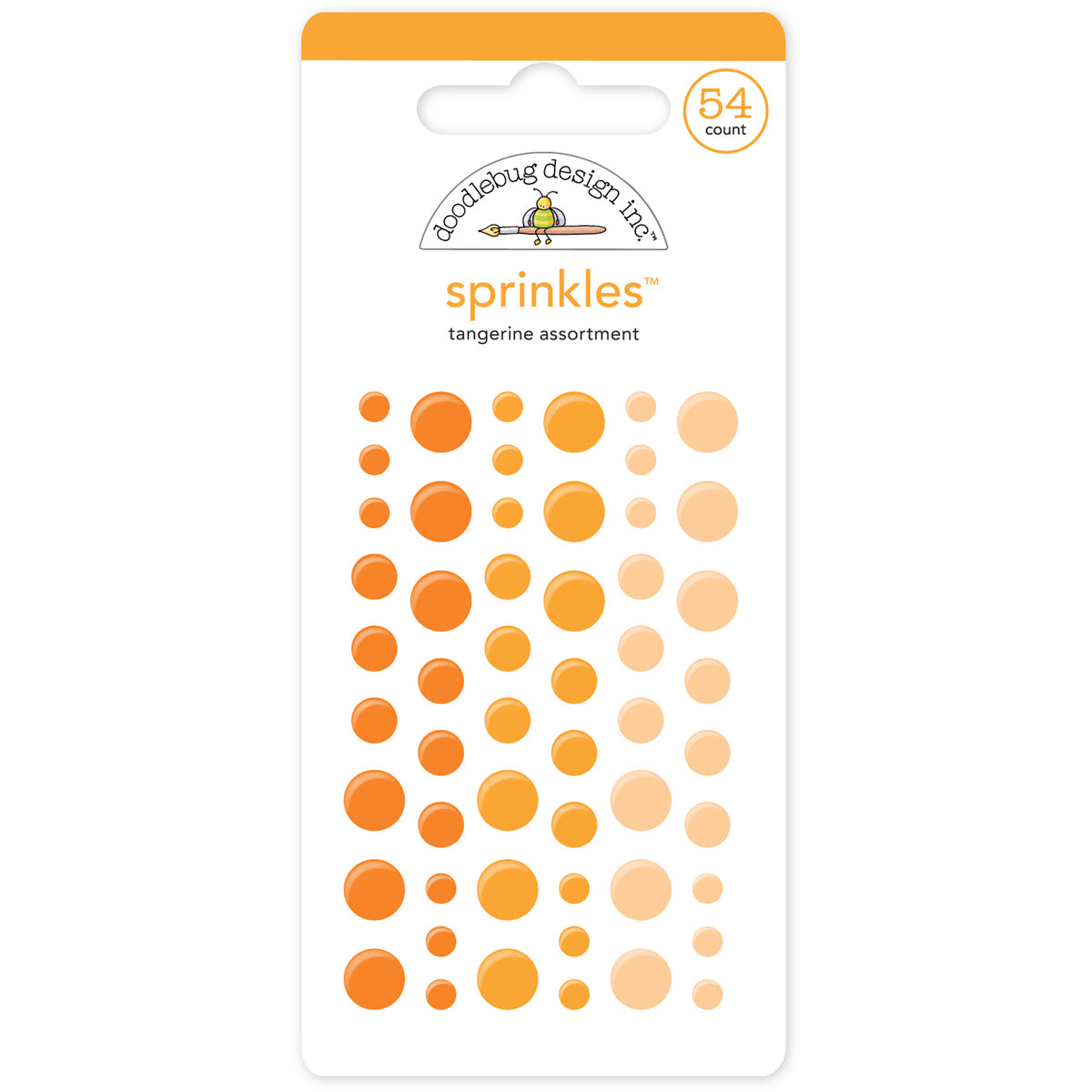 Doodlebug Sprinkles Adhesive Glossy Enamel Embellishments Tangerine Dots 54/Pkg