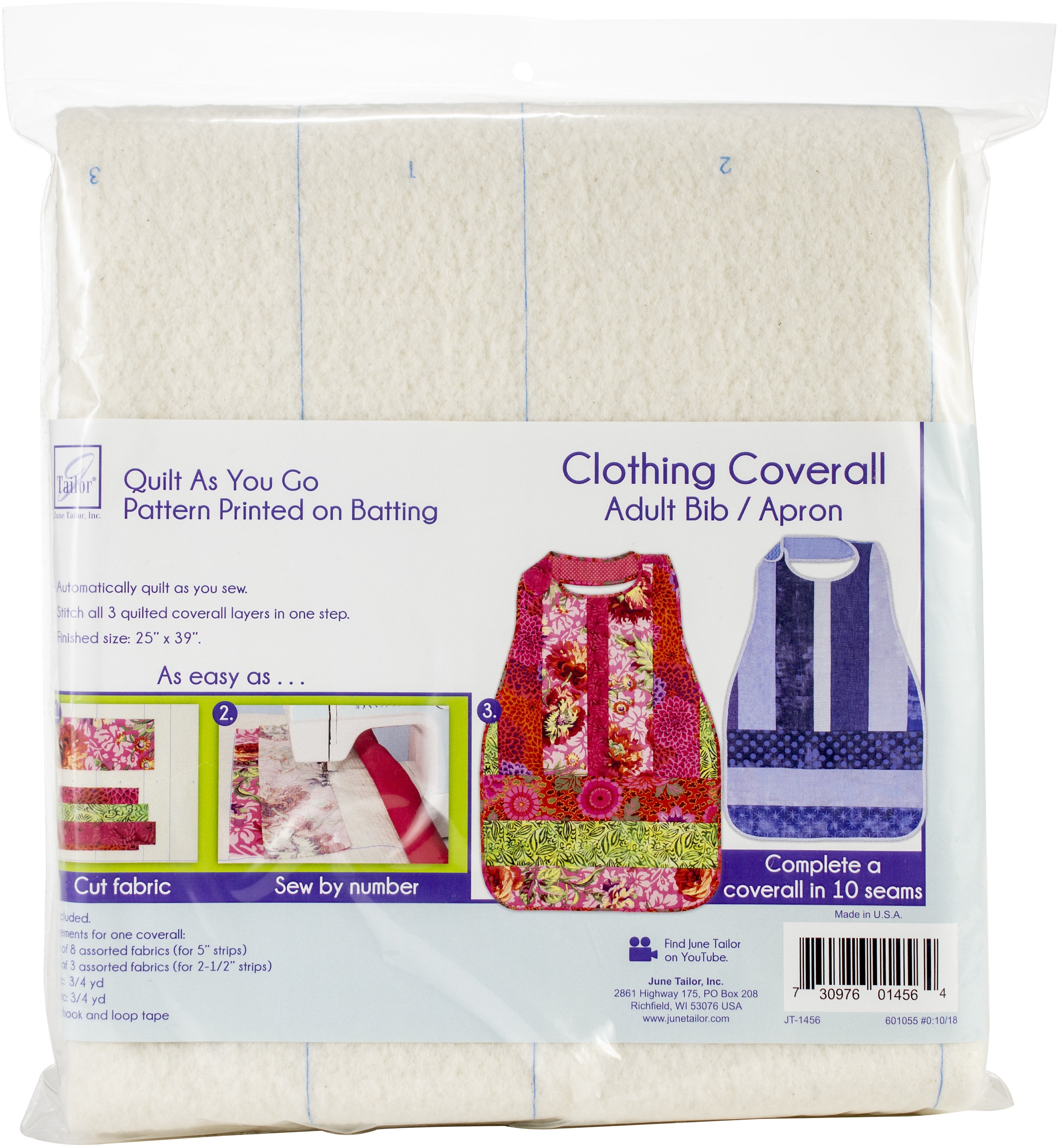 June Tailor Quilt As You Go Coverall/Adult Bib/Apron 25"X39"