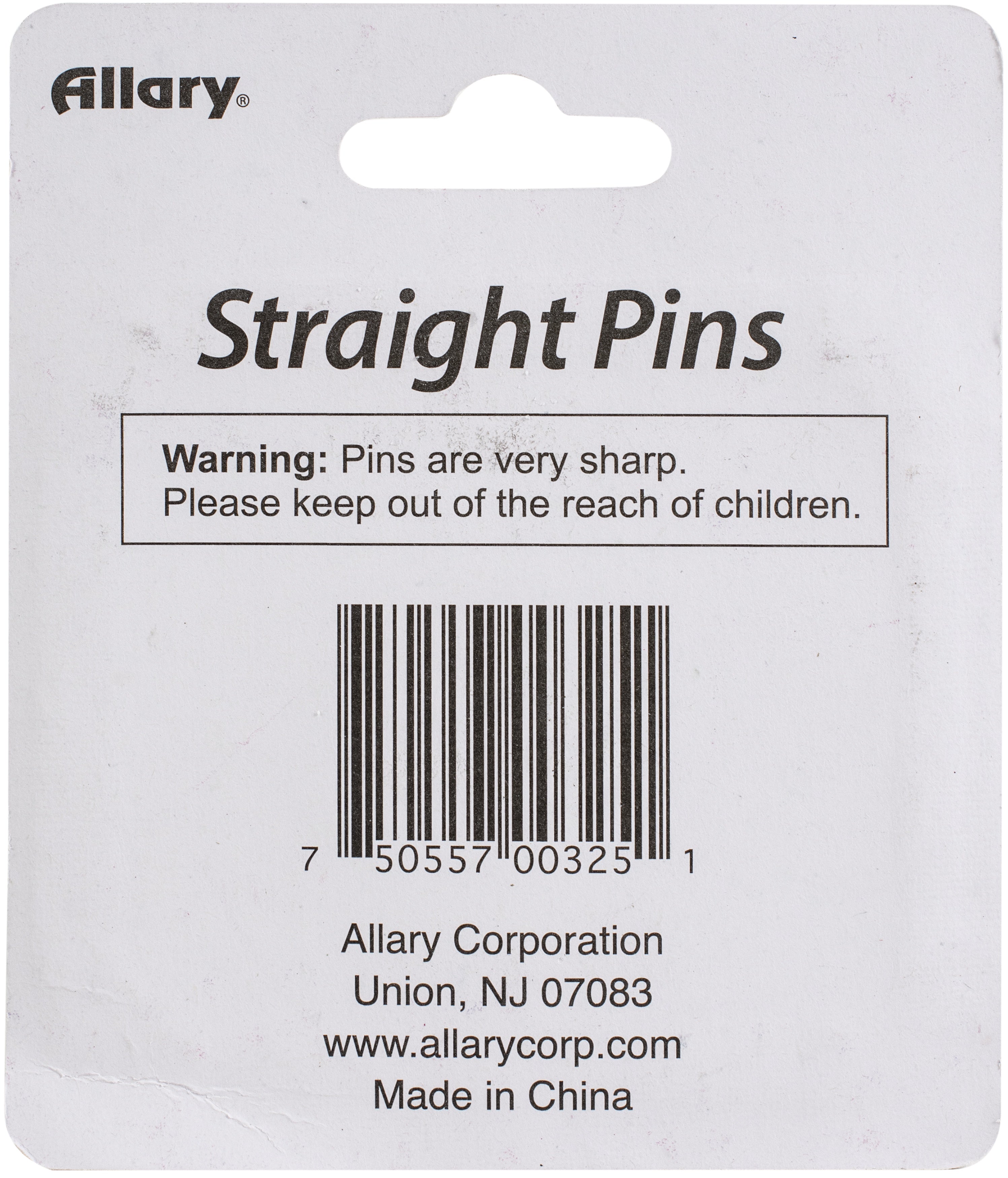 Allary Straight Pins 75/Pkg Size 17