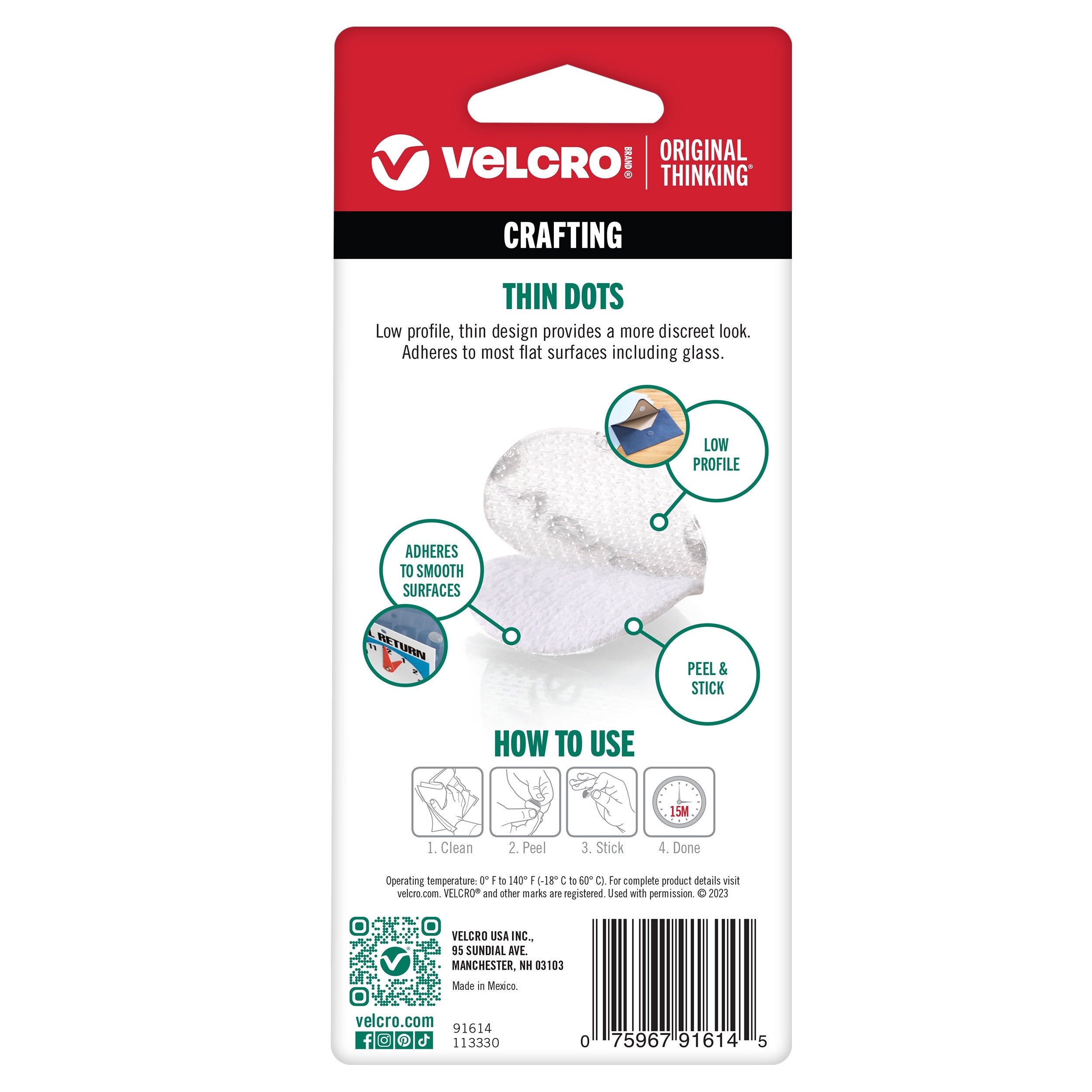 VELCRO(R) Brand Thin Fasteners Dots 3/8" 56/Pkg Clear