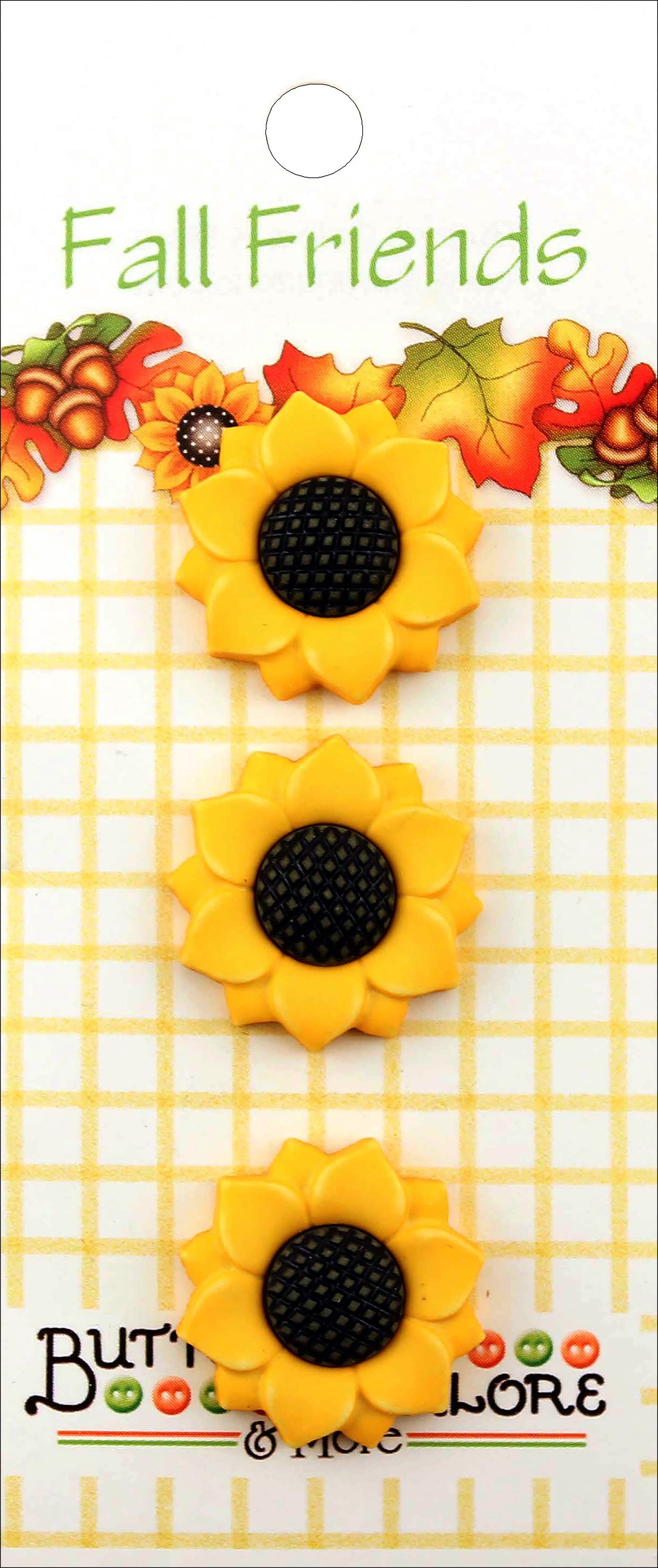 Buttons Galore Fall Buttons 3/Pkg Sunflowers