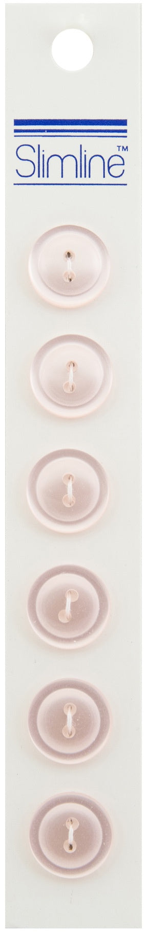 Slimline Buttons  Light Pink 2-Hole 9/16" 6/Pkg