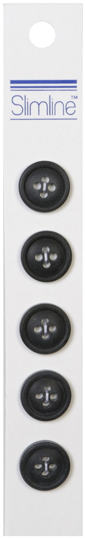 Slimline Buttons  Black 4-Hole 5/8" 5/Pkg