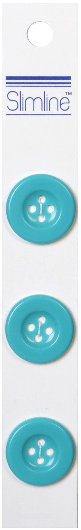 Slimline Buttons  Turquoise 4-Hole 3/4" 3/Pkg