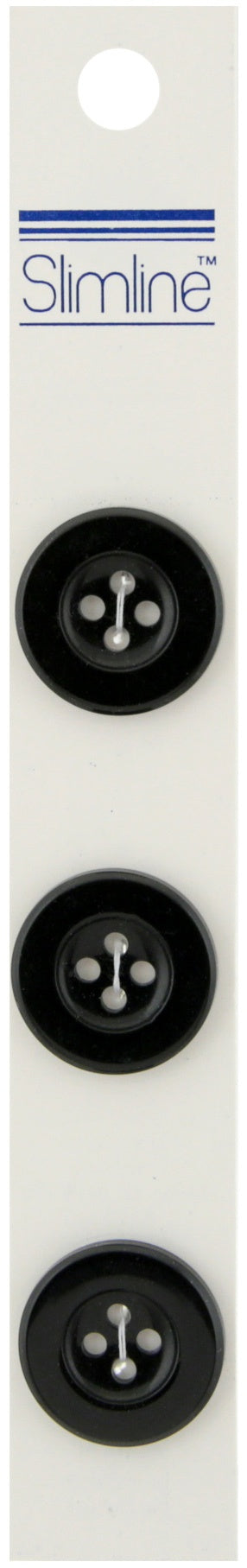 Slimline Buttons  Black 4-Hole 13/16" 3/Pkg
