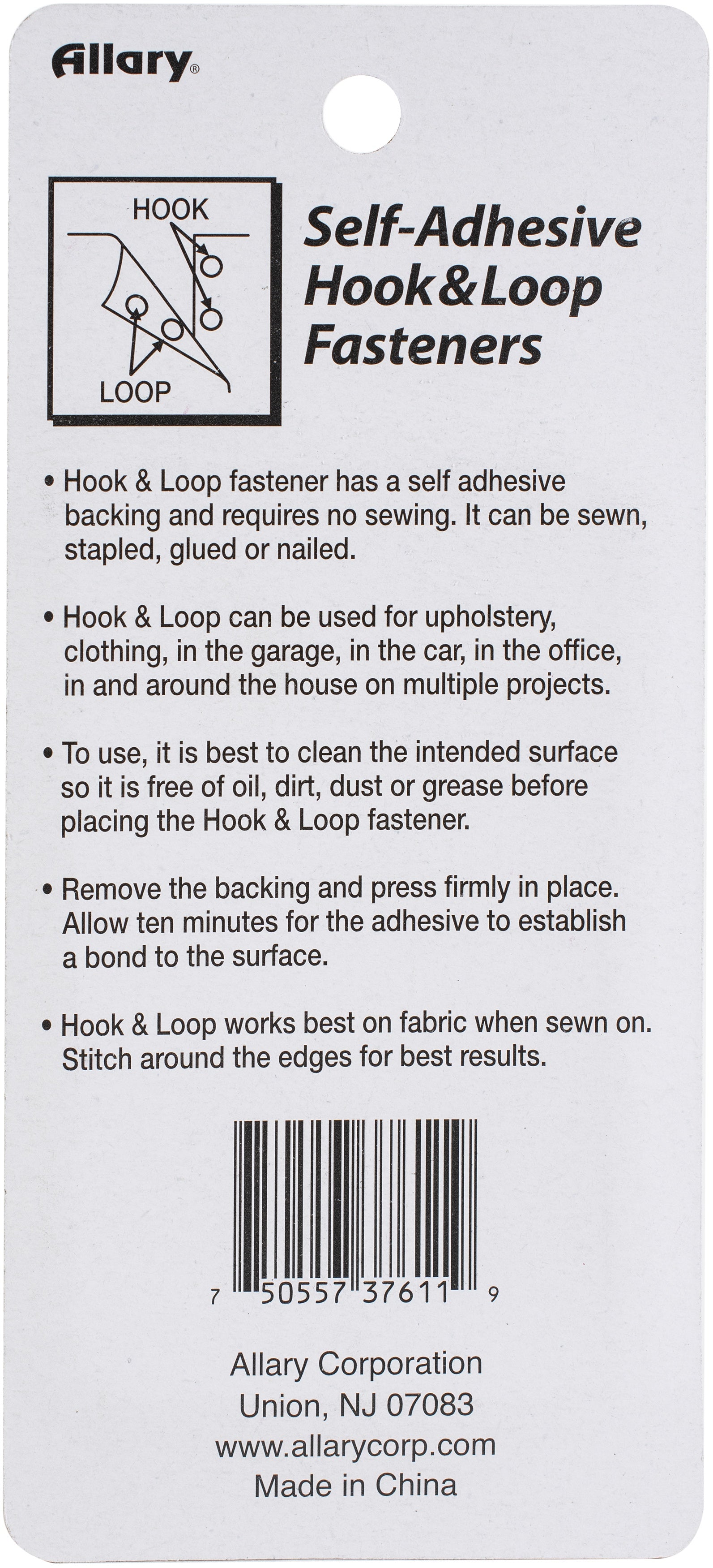 Allary Self-Adhesive Hook And Loop Fasteners 16/Pkg White Dots, .75"