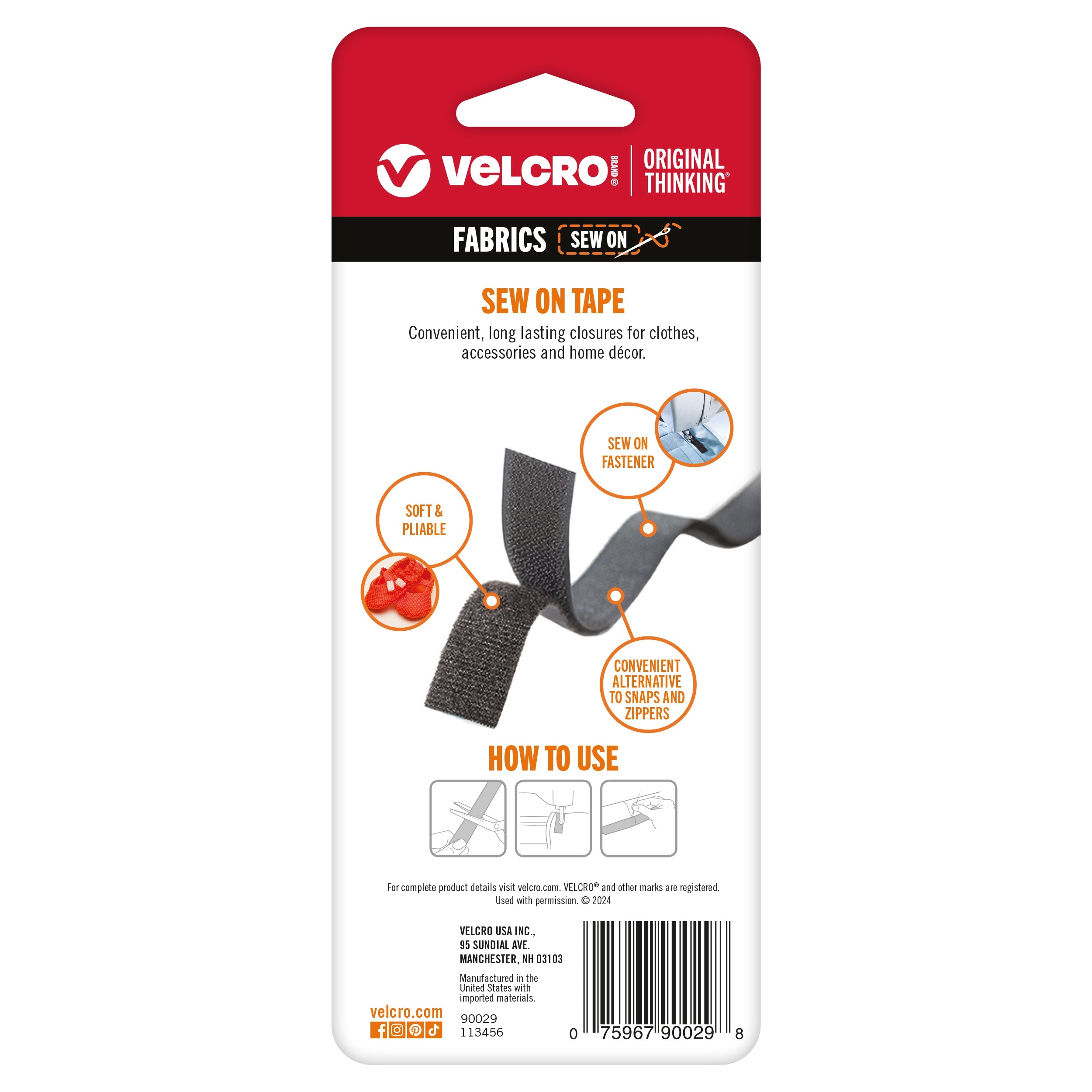VELCRO(R) Brand Sew-On Tape 3/4"X30" Black