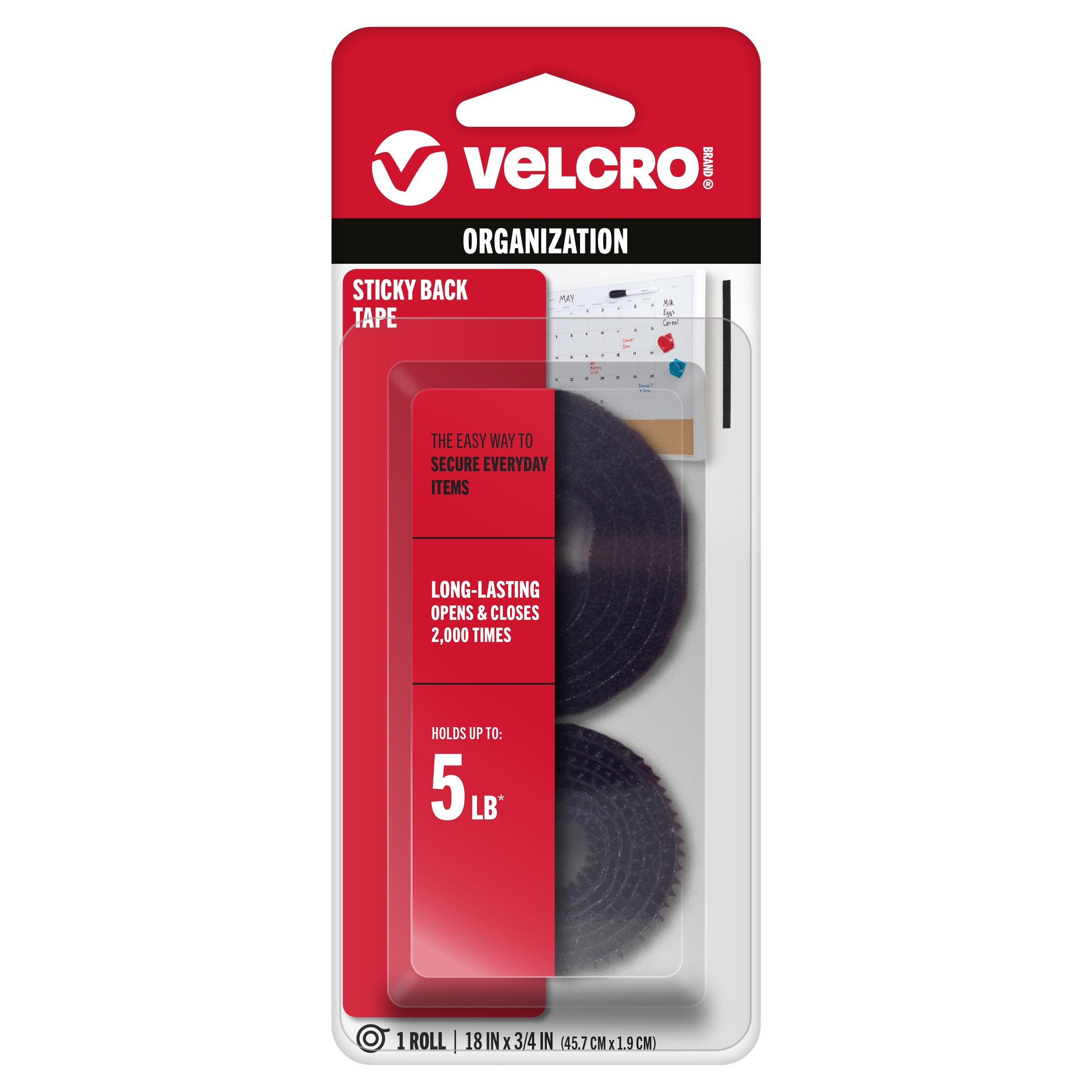 VELCRO(R) Brand STICKY BACK Tape 3/4"X18" Black